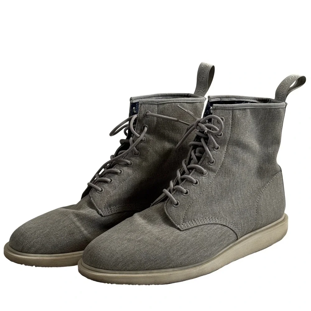 Dr. Martens Whiton Grey Canvas 8-Eye Boots Men's 14 UK 13 EU 48 AW004 GV 12 R